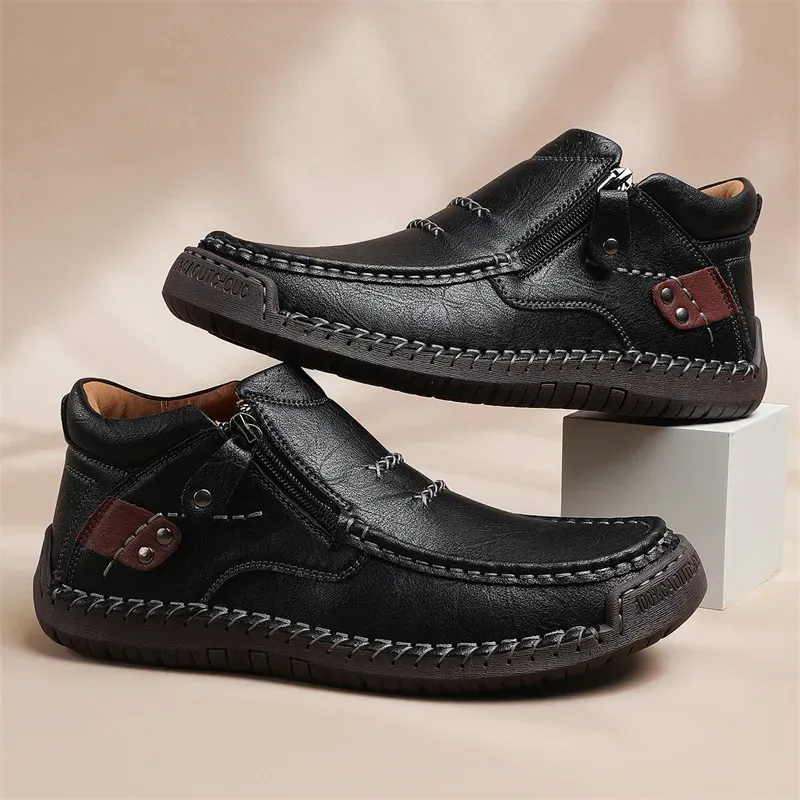 Men's Waterproof Non-slip Wide Roe Handmade Cowhide Orthopedic Shoes