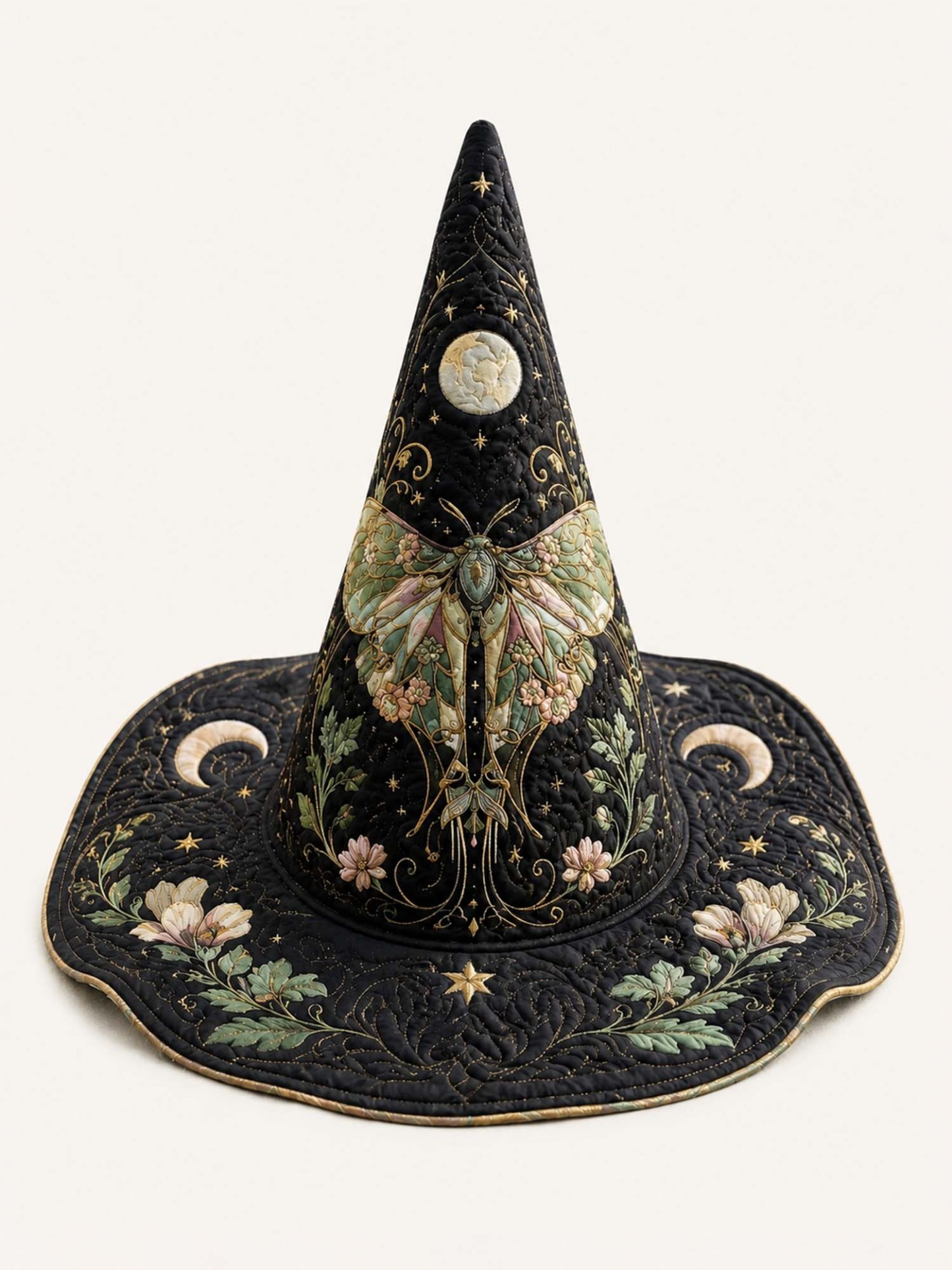 Moth Fairy Victorian Gothic Handcrafted Quilted Witch Hat