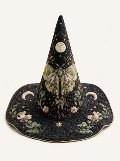 Moth Fairy Victorian Gothic Handcrafted Quilted Witch Hat