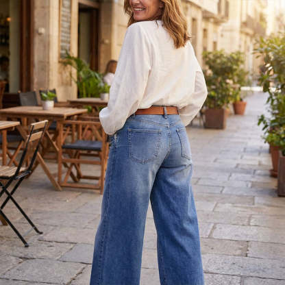 Women's Vintage High-Waist Wide-Leg Jeans👖