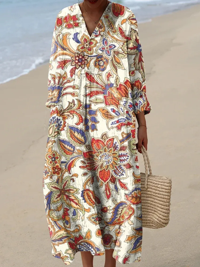 Women's Abstract Pattern Art Print Cotton Dress - Series7