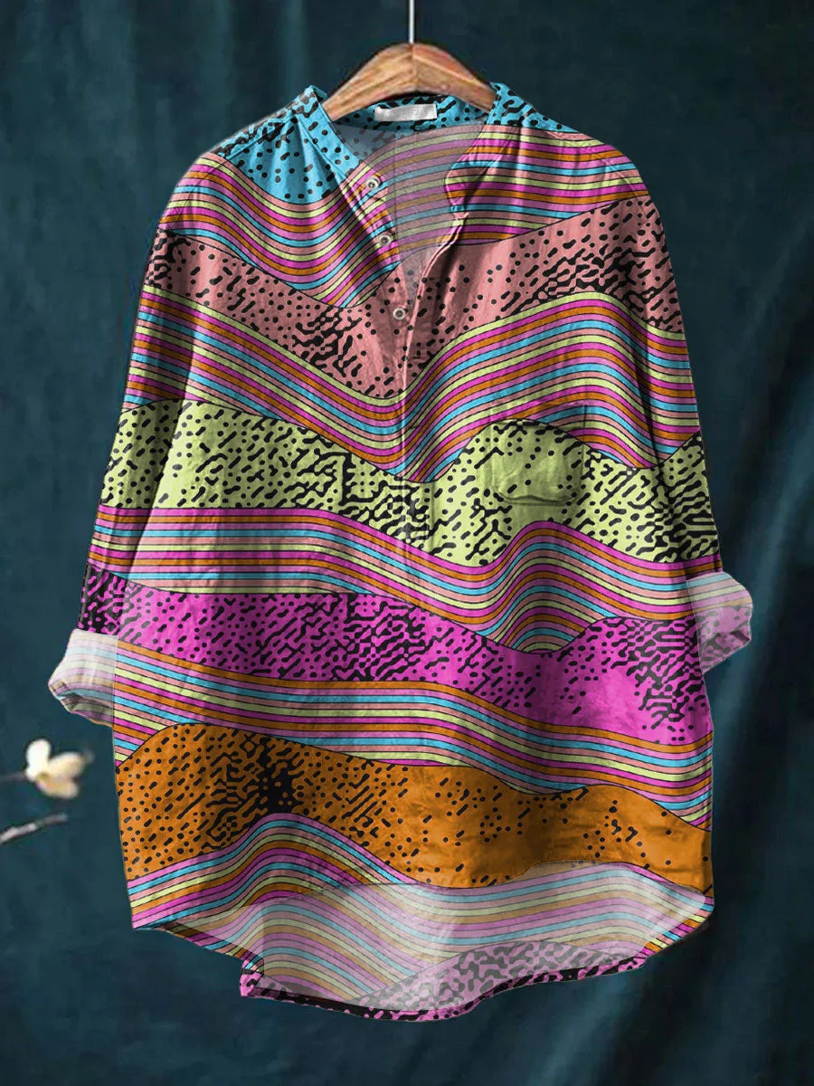 Women's Flowers Art Print Casual Long Sleeve Comfortable Cotton Shirt