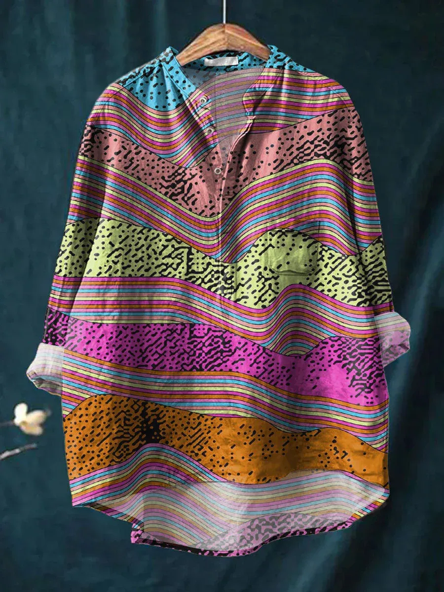 Women's Flowers Art Print Casual Long Sleeve Comfortable Cotton Shirt