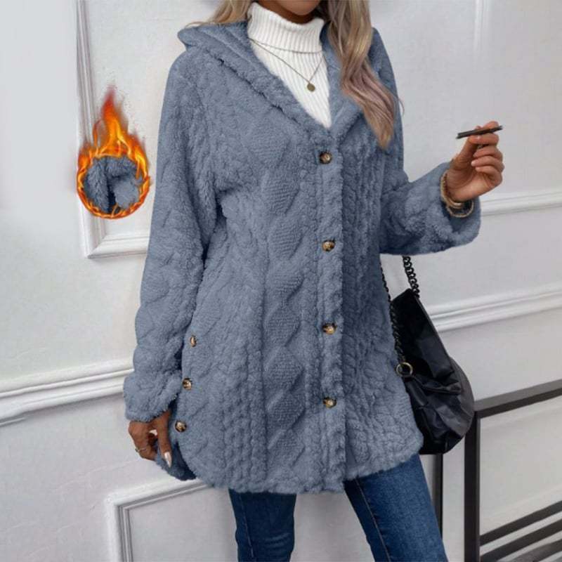 Women's Fall Winter Warm Fashion  Hooded Cardigan Long Sleeve Coat, Stylish Outerwear for Casual Daily Wear & School Activities