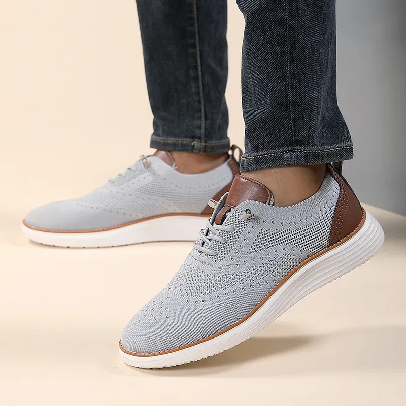 Men's knitted mesh breathable arch support casual sports shoes