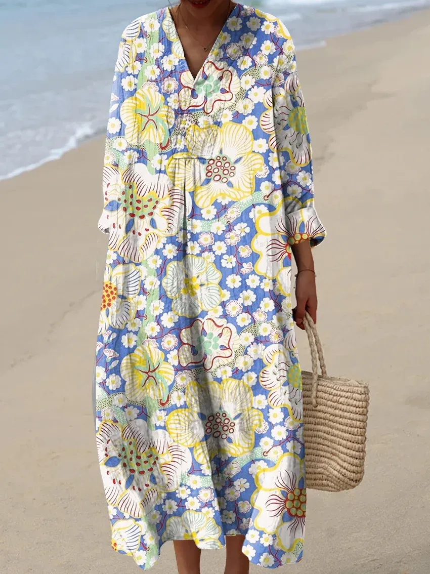 Women's Abstract Pattern Art Print Cotton Dress - Series7