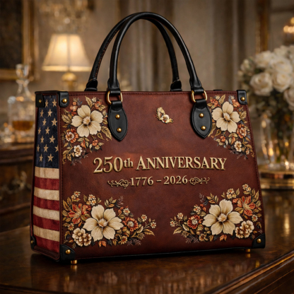 US 250th Anniversary Floral Leather Handbag