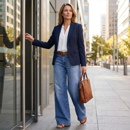 Women's Vintage High-Waist Wide-Leg Jeans👖