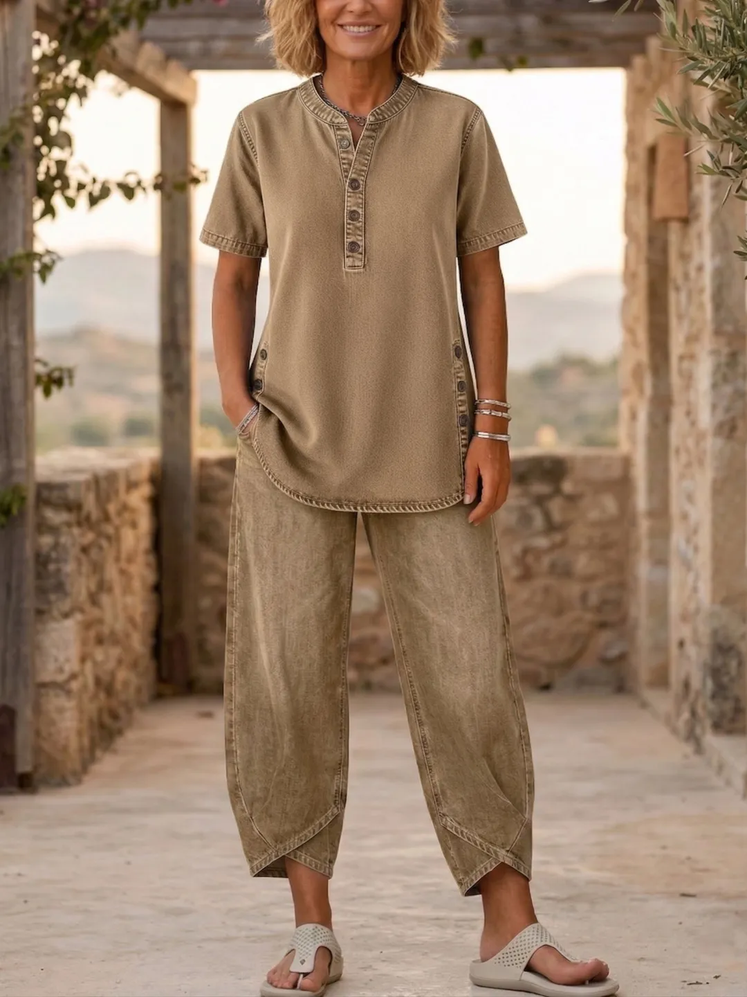 Women‘s Short-sleeve denim Two-piece set