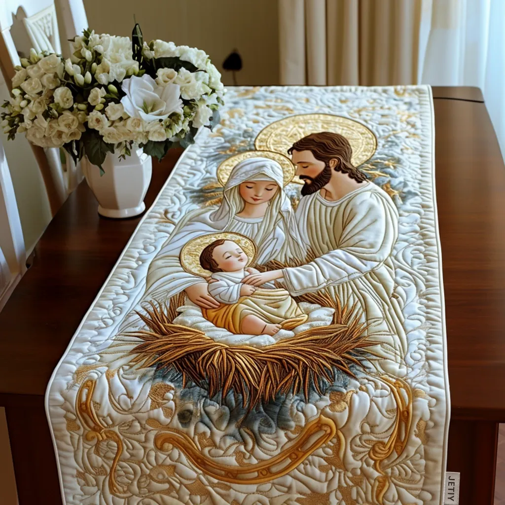 Cozy Soft Artistic Quilted Table Runner