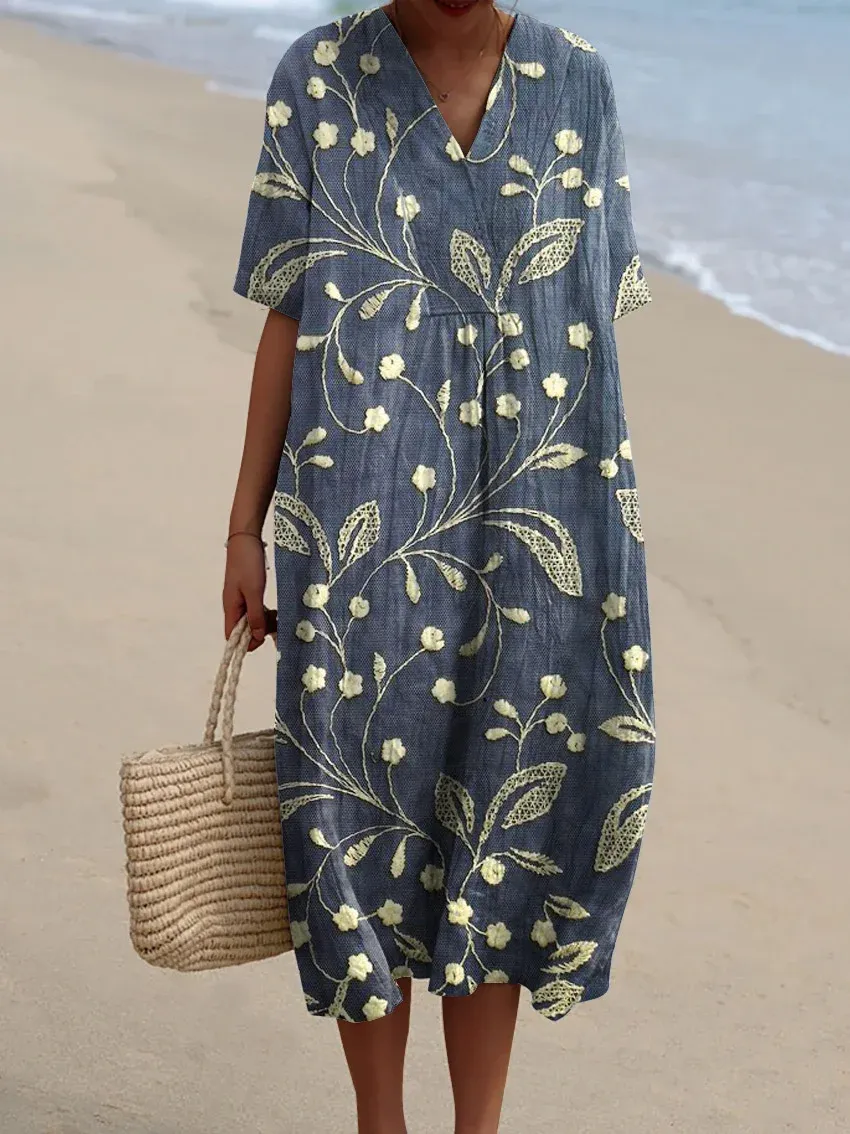 Women's Abstract Pattern Art Print Cotton Dress - Series5