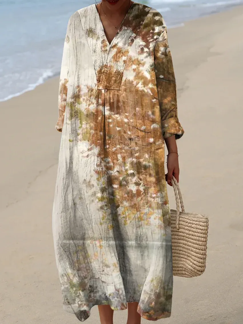 Women's Art Vintage Abstract Lines Art Print Dress