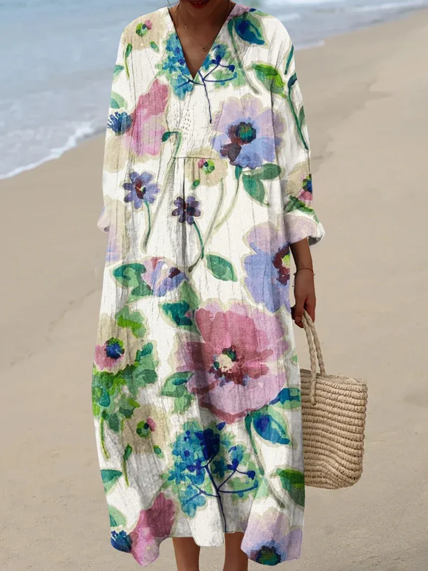 Women's Abstract Pattern Art Print Cotton Dress - Series8