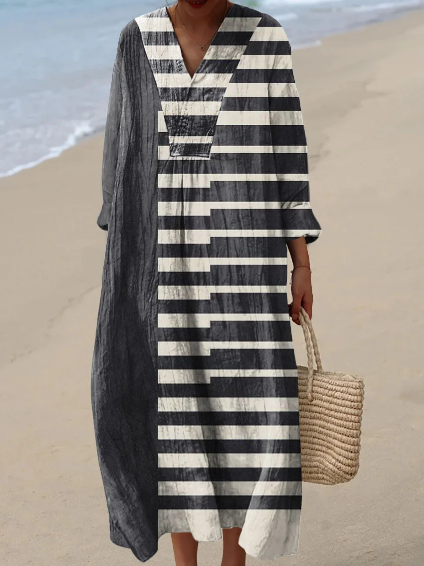 Women's Abstract Pattern Art Print Cotton Dress - Series9