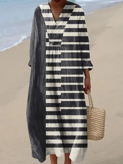 Women's Abstract Pattern Art Print Cotton Dress - Series9