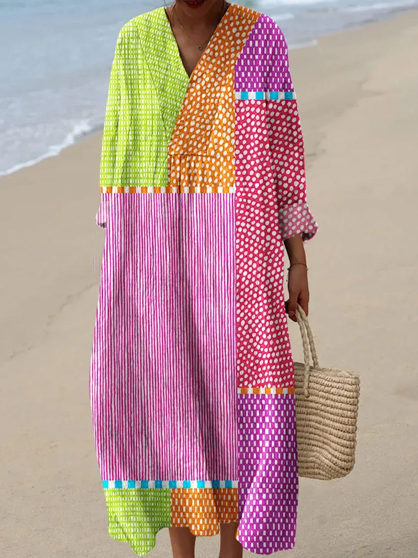 Women's Abstract Pattern Art Print Cotton Dress