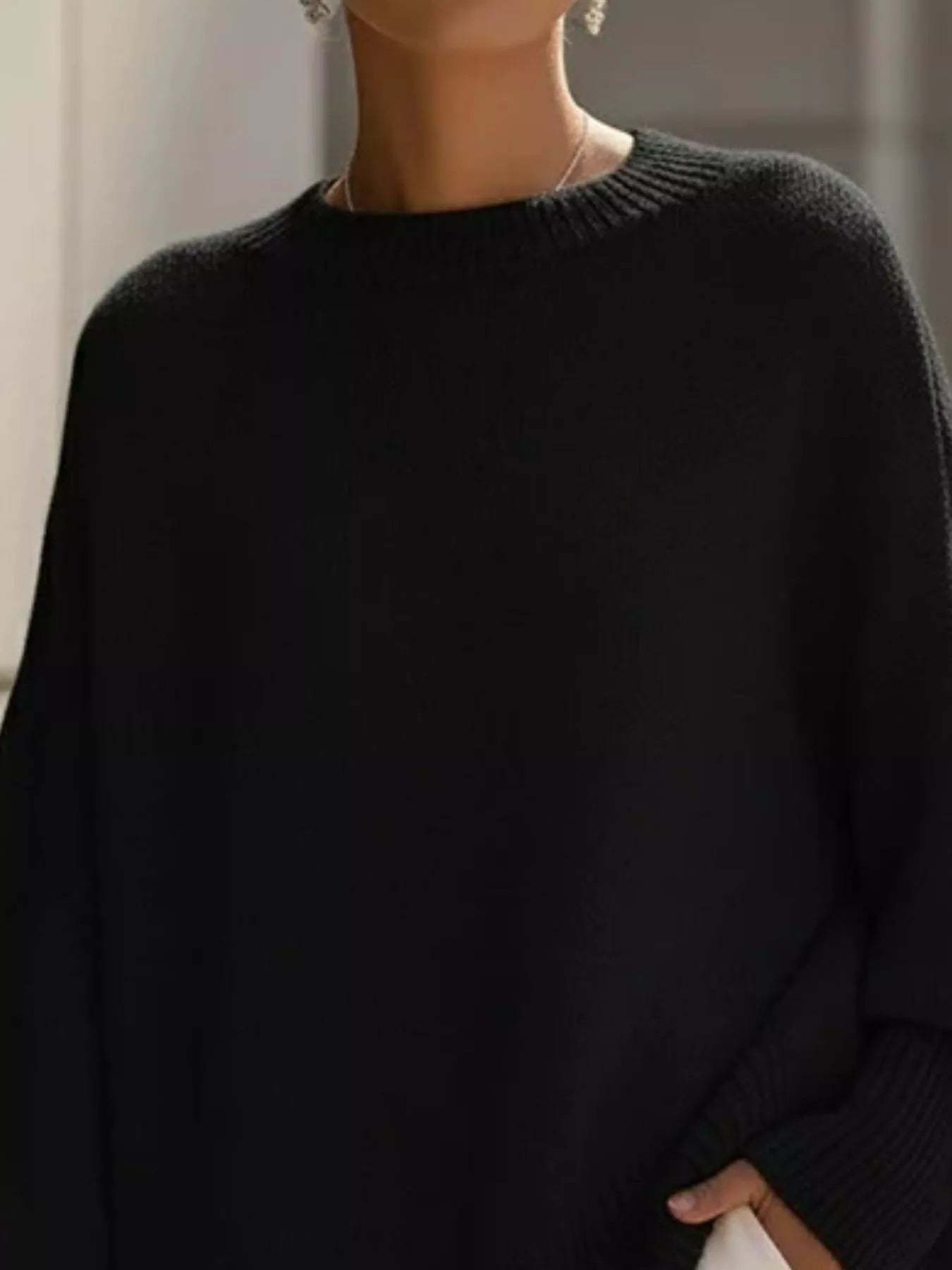 Oversized Batwing Sleeve Round Neck Sweater