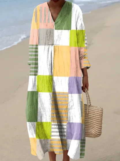 Women's Abstract Pattern Art Print Cotton Dress - Series8