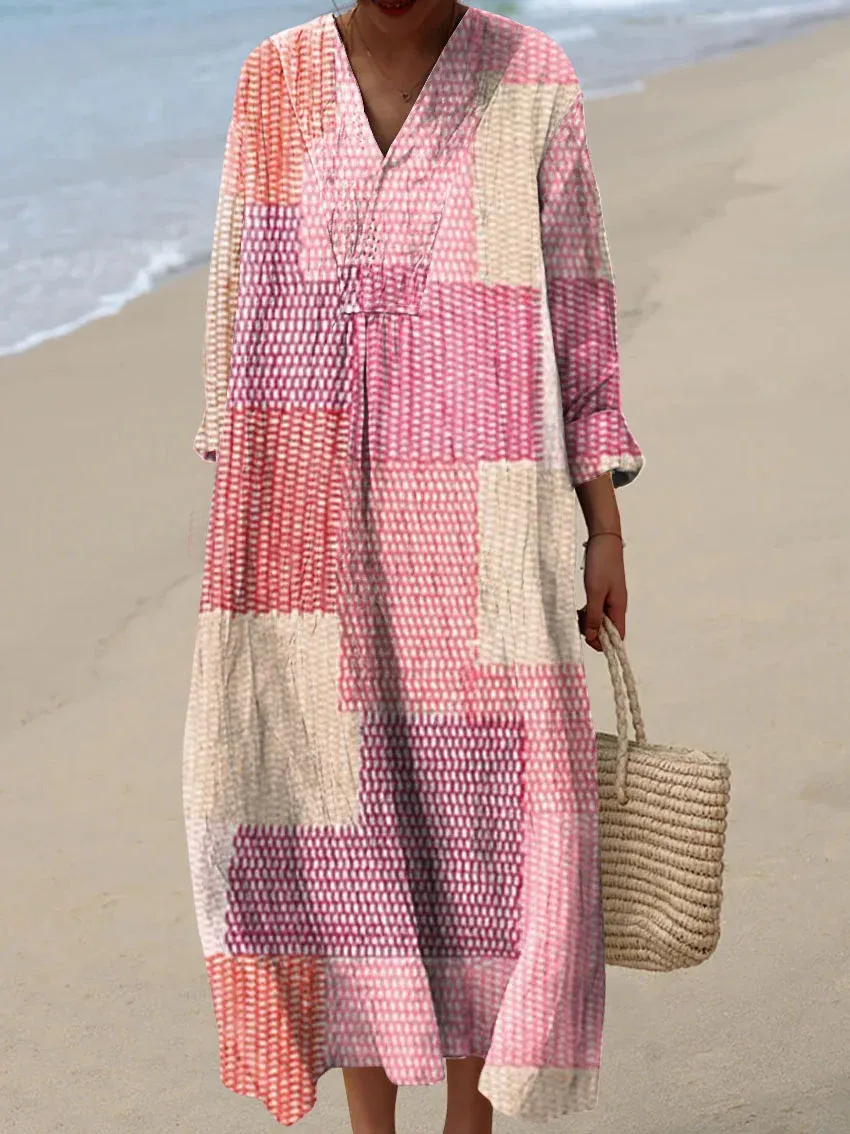 Women's Abstract Pattern Art Print Cotton Dress