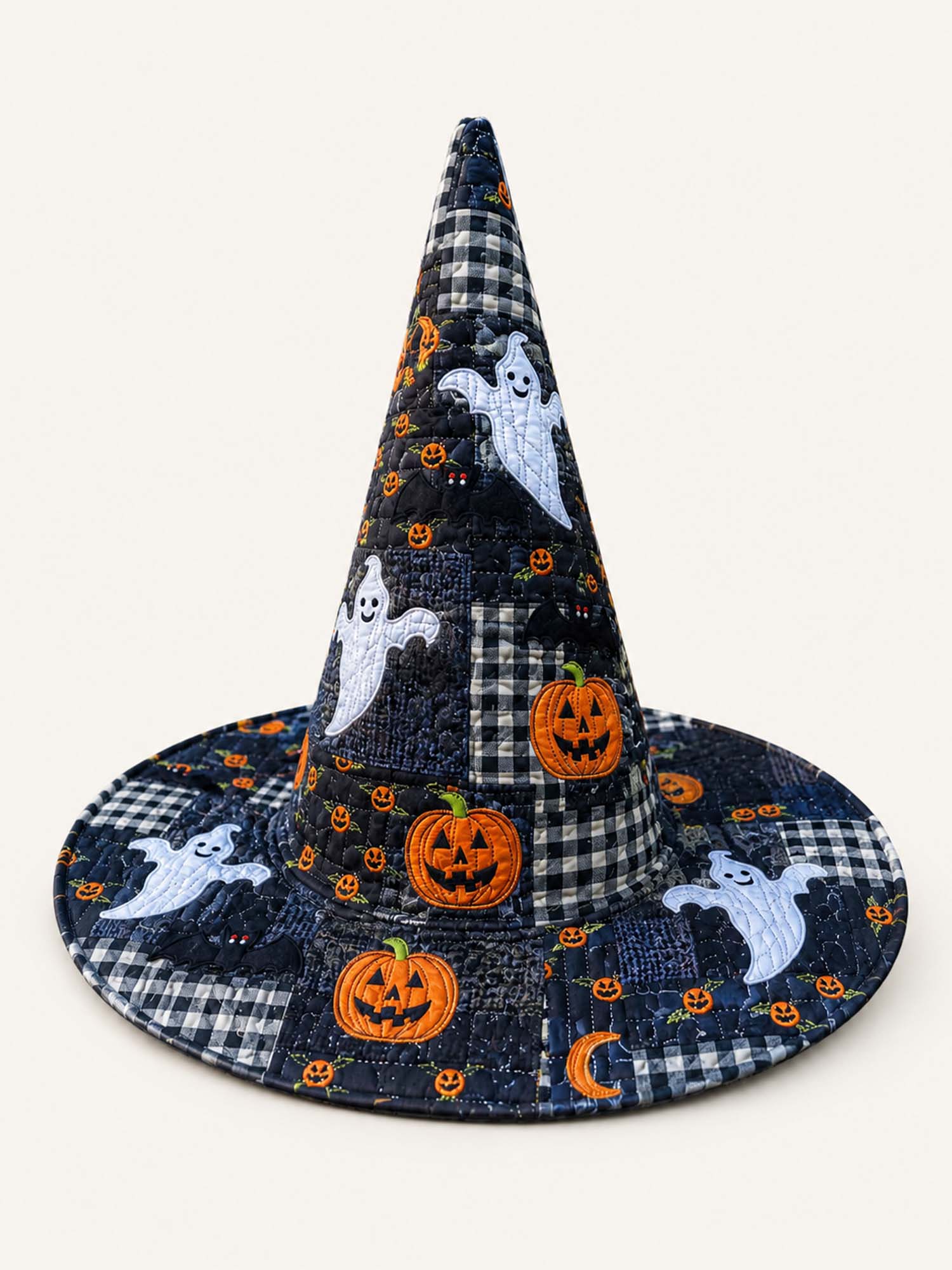 Spooky Ghost Halloween Handcrafted Quilted Witch Hat