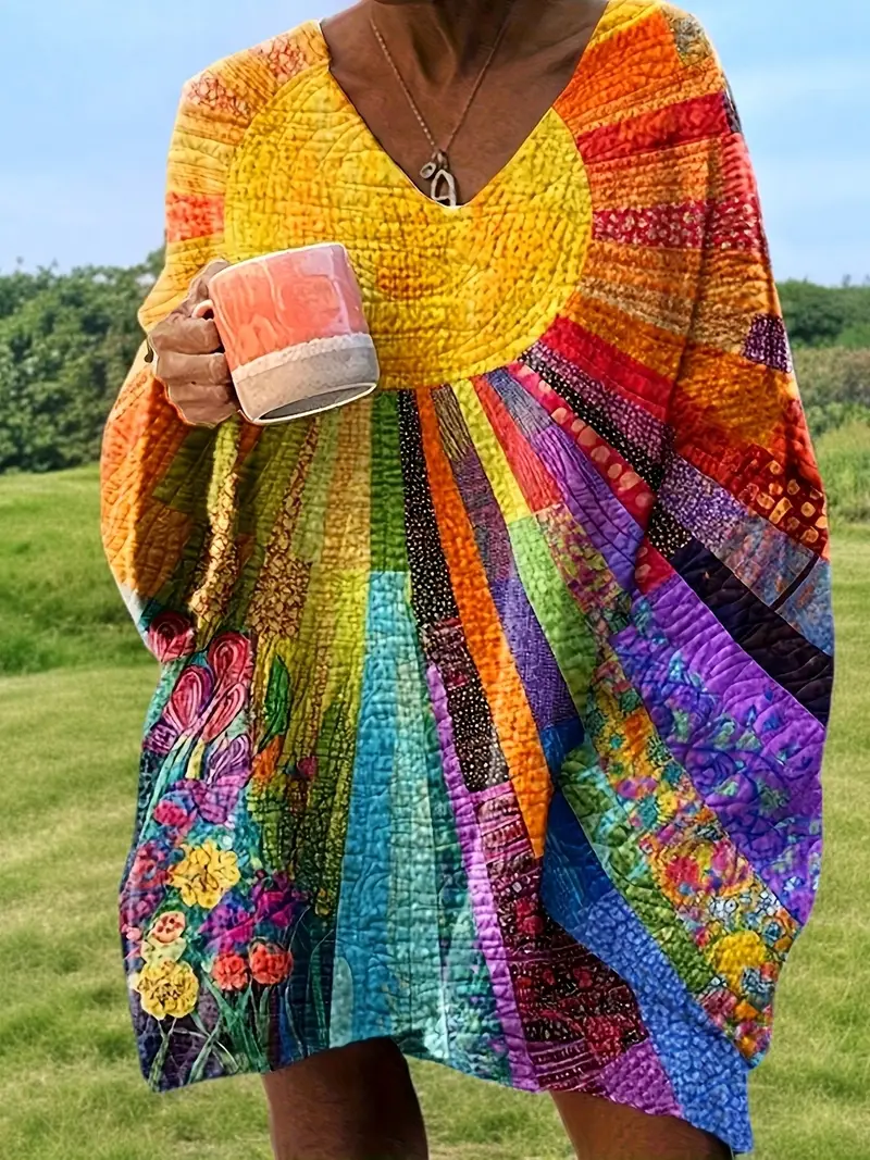 Women's Elegant Vintage Floral Knitted Pullover Loose Top