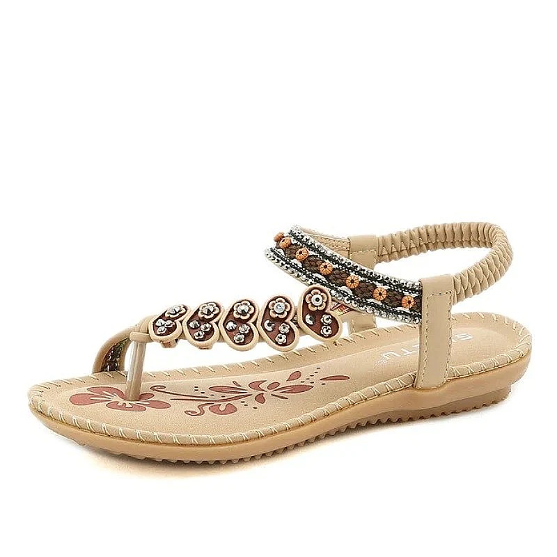 Walking Women Sandals Anti-rubbing Flat Vintage Flip-flops Rubber Summ