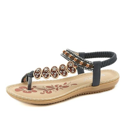 Walking Women Sandals Anti-rubbing Flat Vintage Flip-flops Rubber Summer Casual