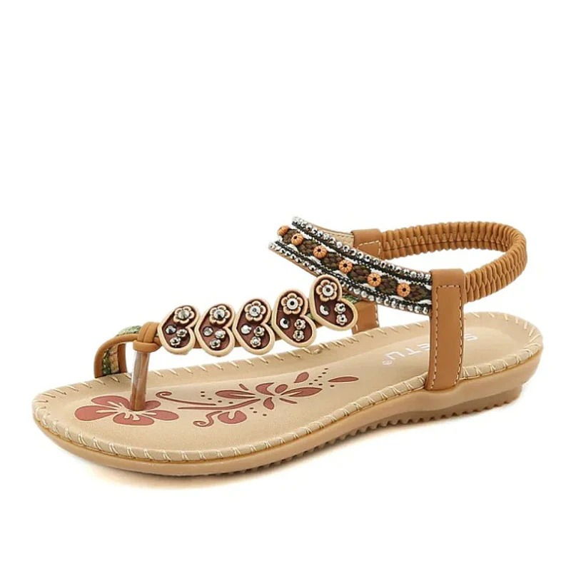 Walking Women Sandals Anti-rubbing Flat Vintage Flip-flops Rubber Summer Casual