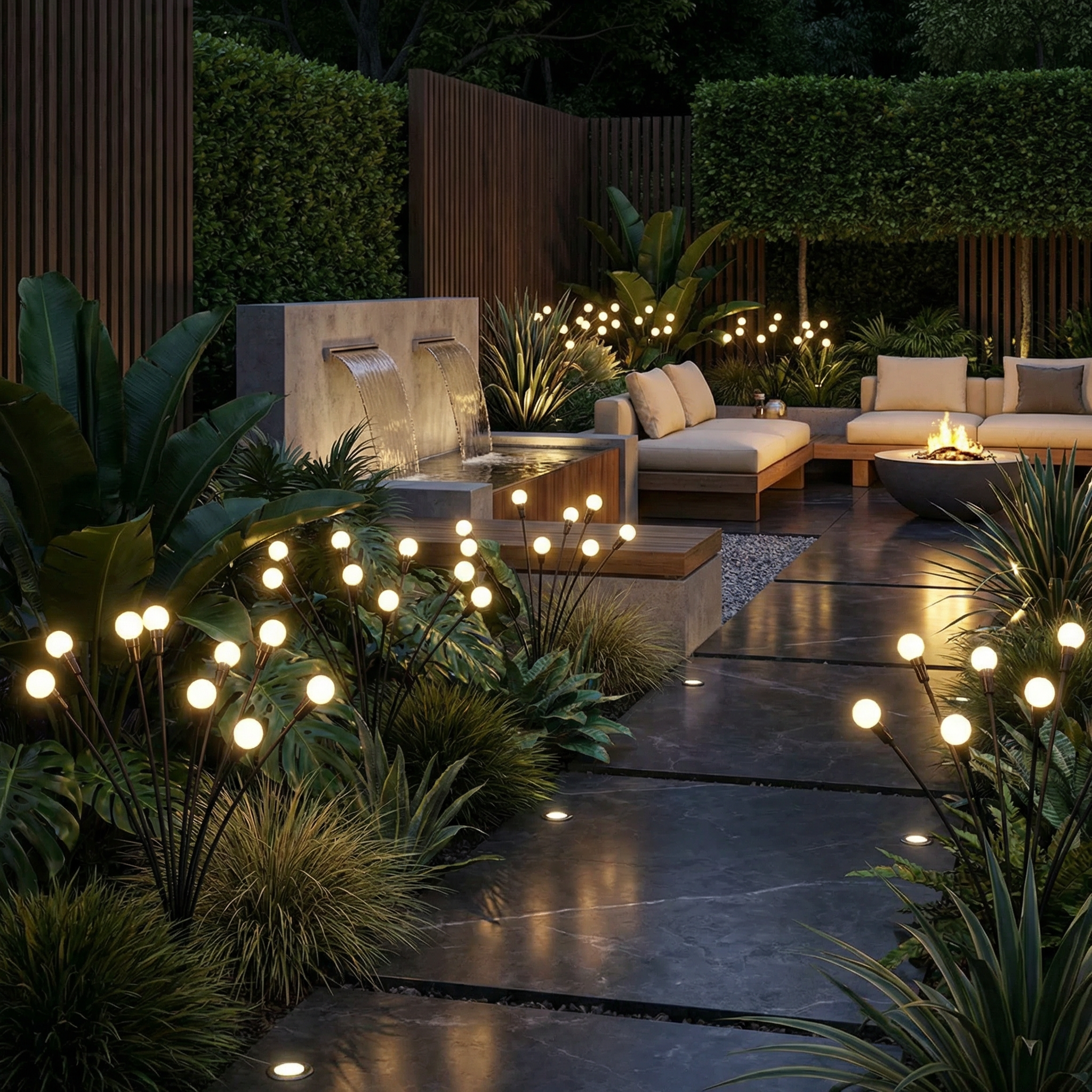 Solar-powered Firefly Swinging Garden Light