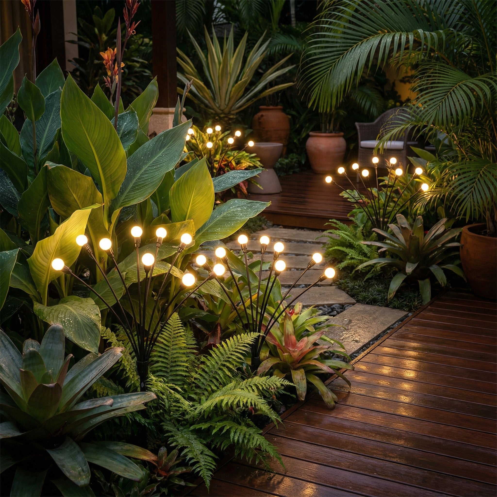 Solar-powered Firefly Swinging Garden Light