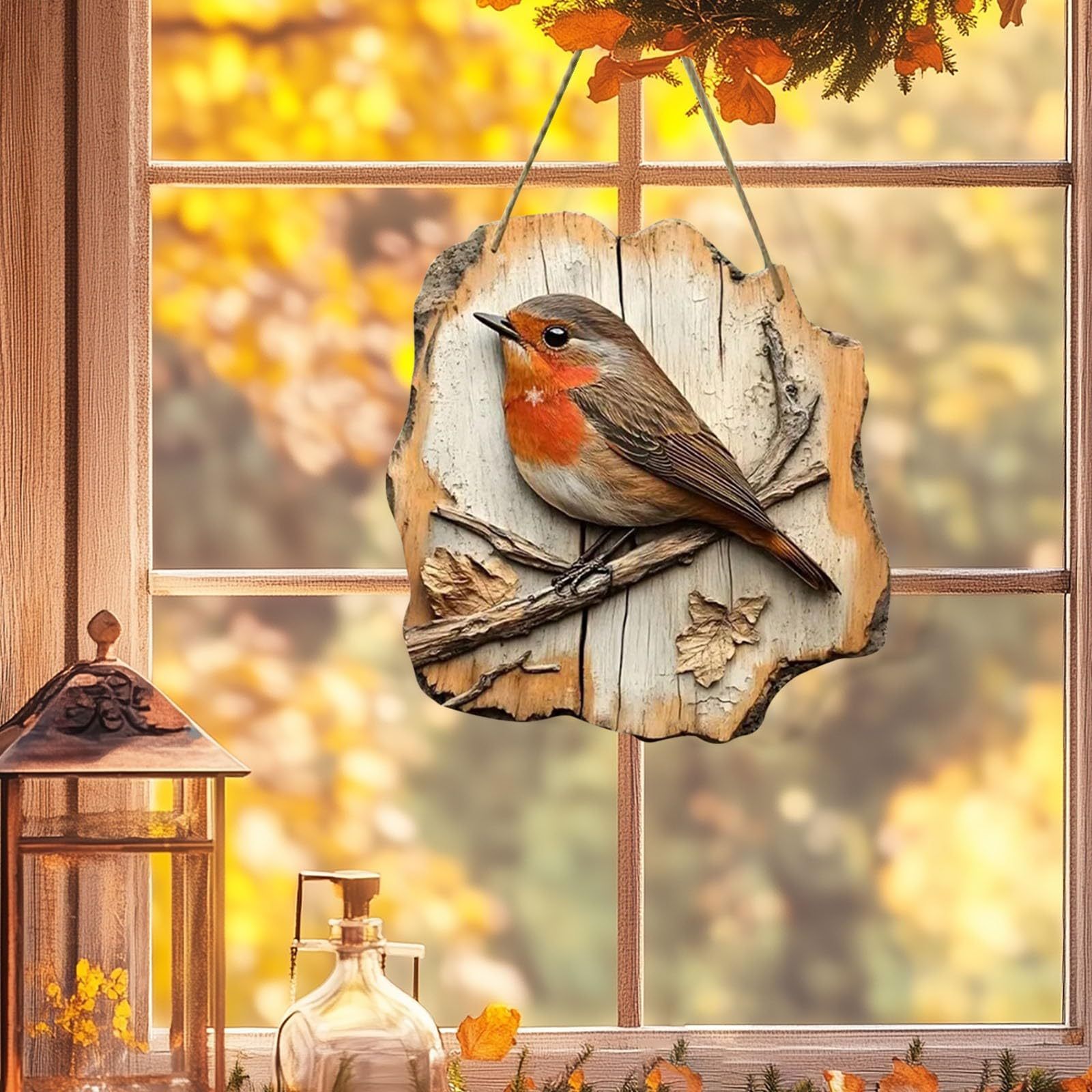Wooden Hanging Bird Ornament for Animal Lovers Gift