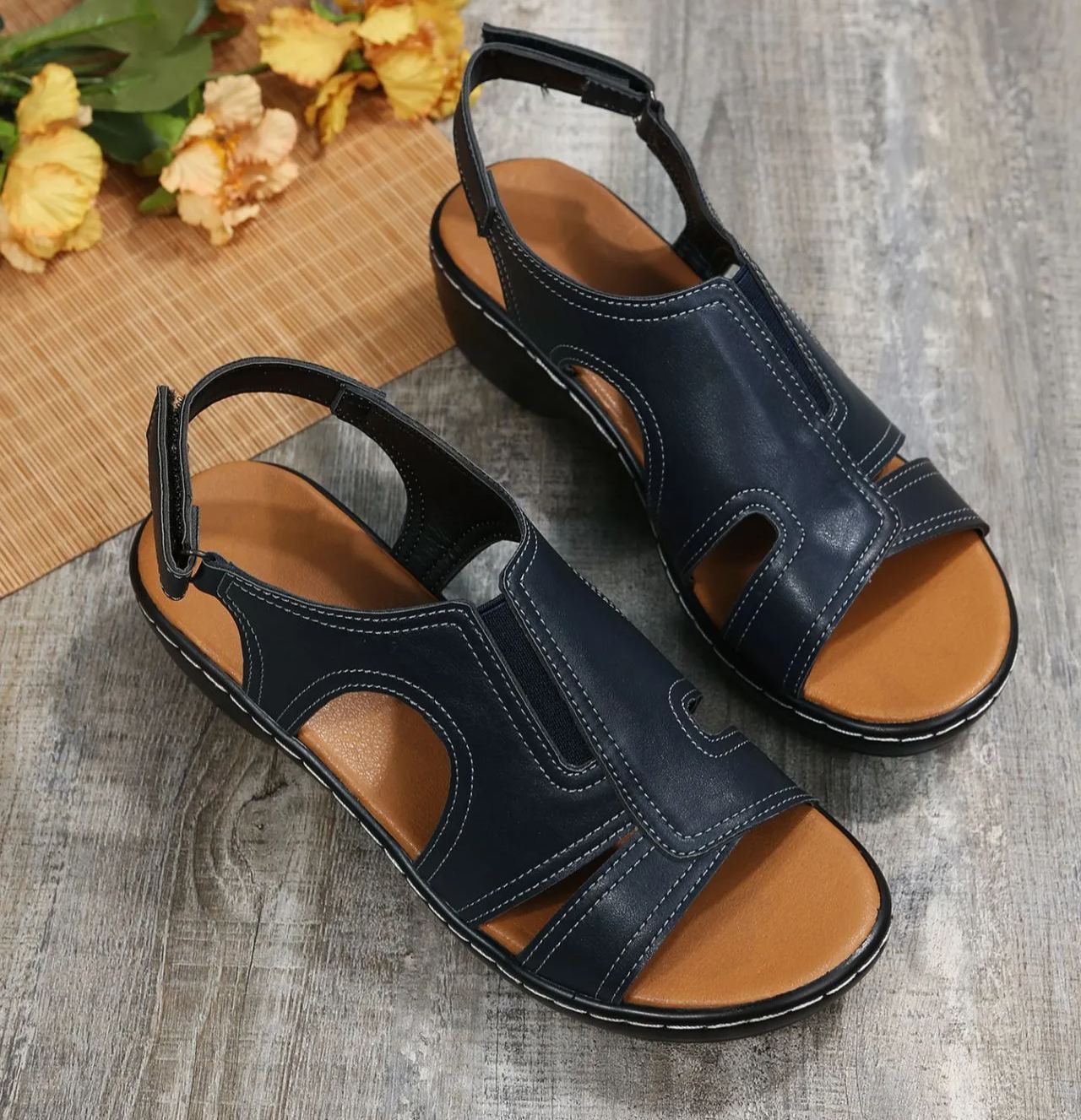 2025 Summer Women Wedge Sandals, Premium Leather Orthopedic Sandals