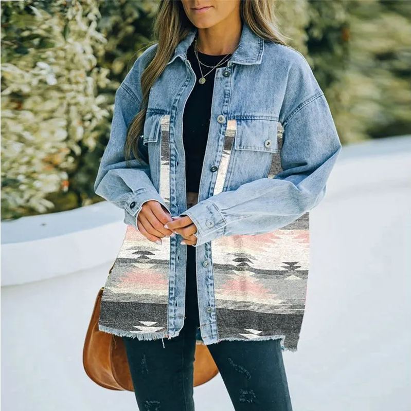 Patchwork Long Sleeve Women's Retro Jacket