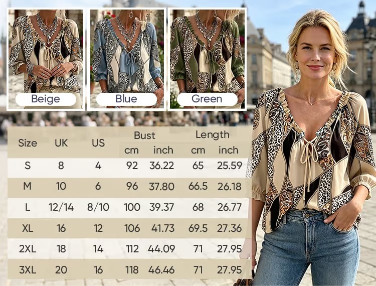 V-Neck Puff Sleeve Lace-Up Blouse