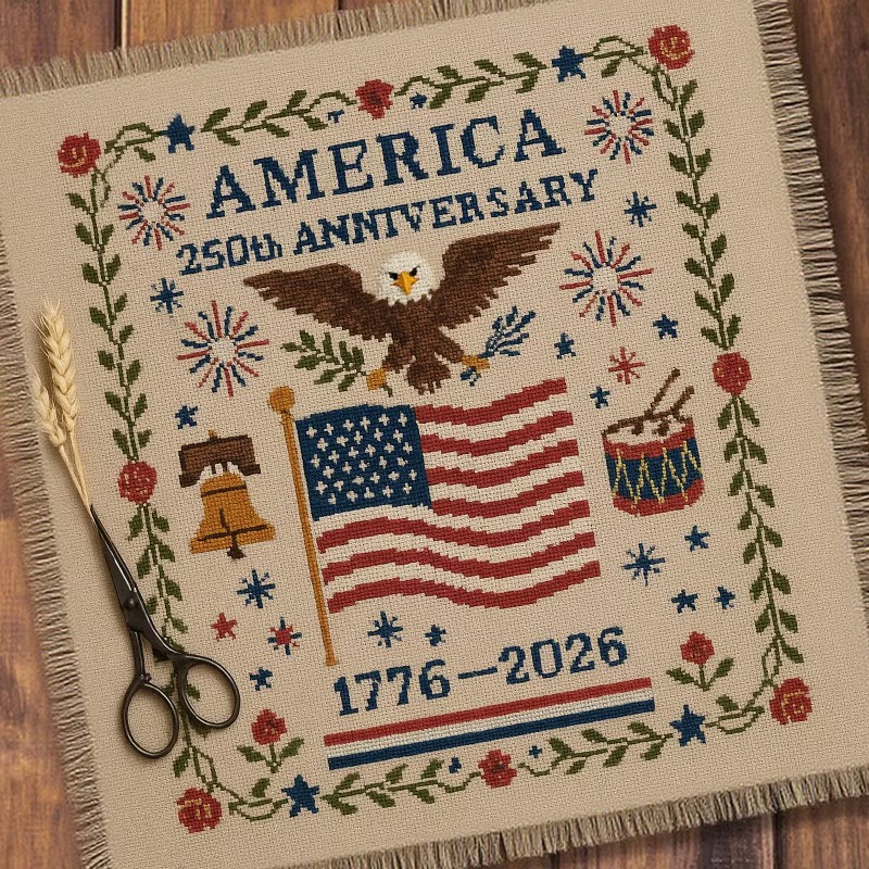 US 250th Anniversary Cross Stitch Kit
