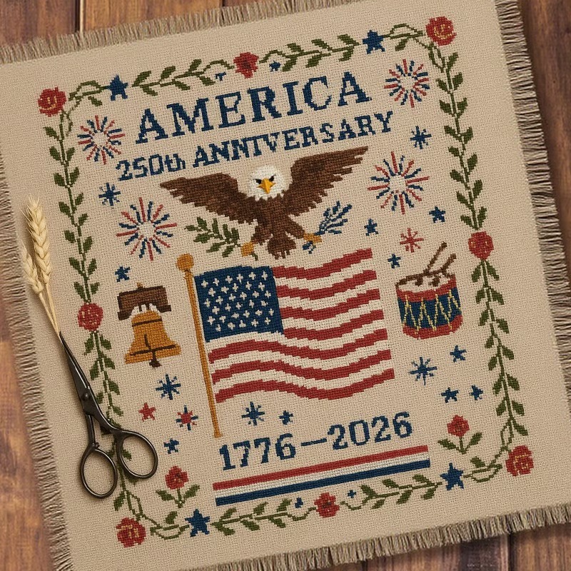 US 250th Anniversary Cross Stitch Kit