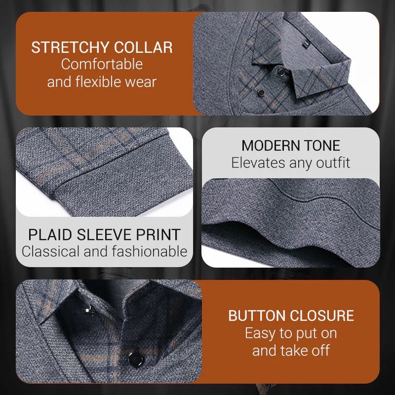 🍂 Early Fall Deal 49% OFF 🍂 Men's Pure Cotton Faux Two-Piece Lapel Long-Sleeve Tops