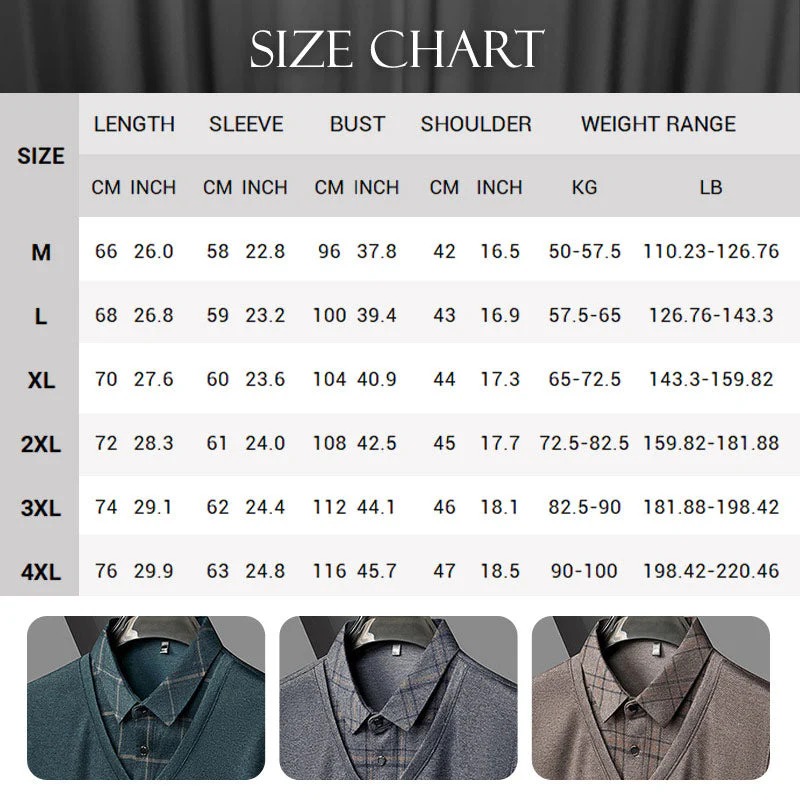 🍂 Early Fall Deal 49% OFF 🍂 Men's Pure Cotton Faux Two-Piece Lapel Long-Sleeve Tops