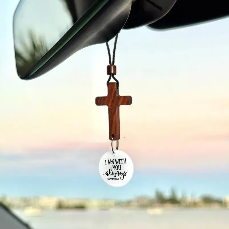 ✝️Bible Verse Car Rearview Hanging Cross Ornament - Tap for a Bible Verse Every Day