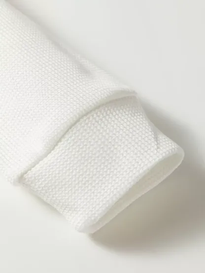 Rounded Neck Waffle Long Sleeve Top