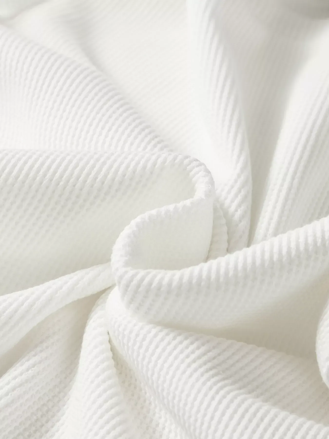 Rounded Neck Waffle Long Sleeve Top