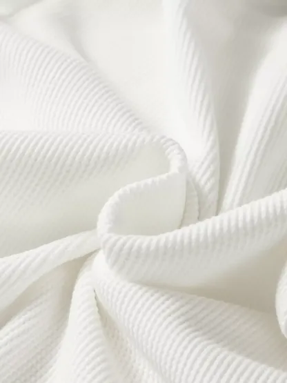 Rounded Neck Waffle Long Sleeve Top