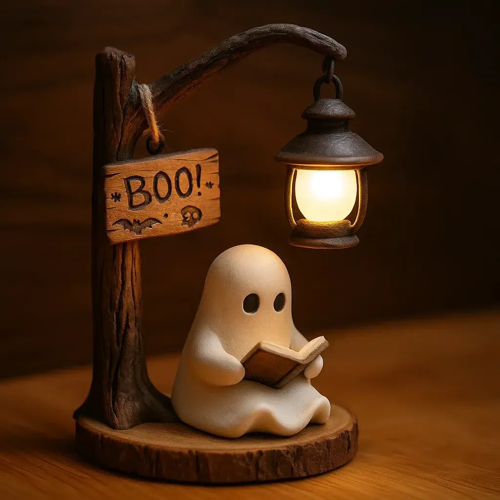 🔥👻📖Cute Ghost Reading Lantern - BOO!(✨Same as in the video)