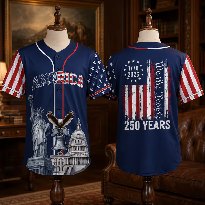 🦅USA 250th Anniversary All-Over Print Patriotic Baseball Jersey