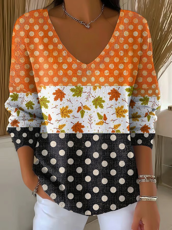 Women's Elegant Retro Print Casual Striped Cotton Long Sleeve Top