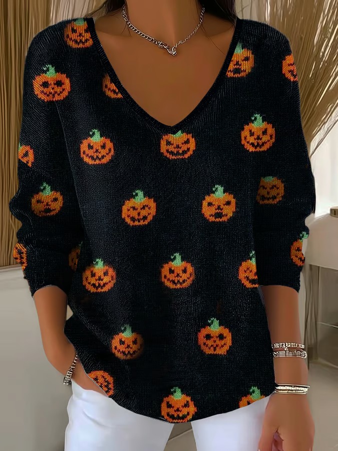 Women's Elegant Retro Print Casual Striped Cotton Long Sleeve Top