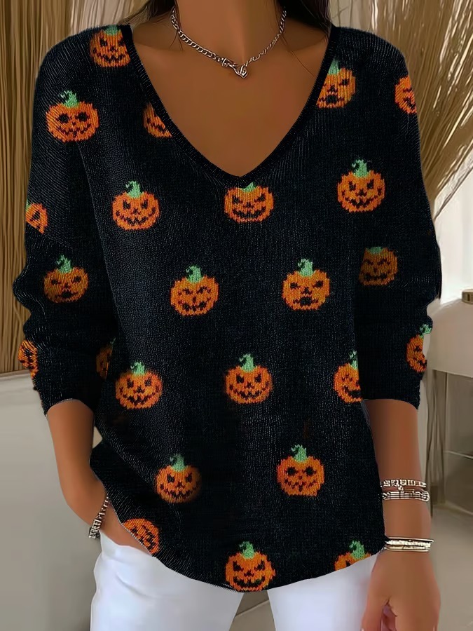 Women's Elegant Retro Print Casual Striped Cotton Long Sleeve Top