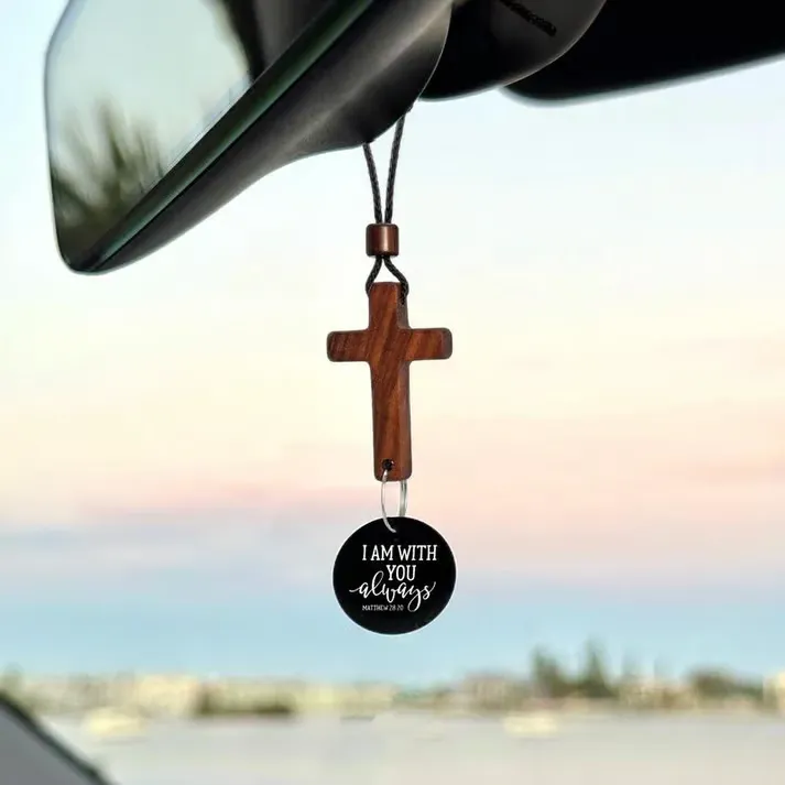 ✝️Bible Verse Car Rearview Hanging Cross Ornament - Tap for a Bible Verse Every Day
