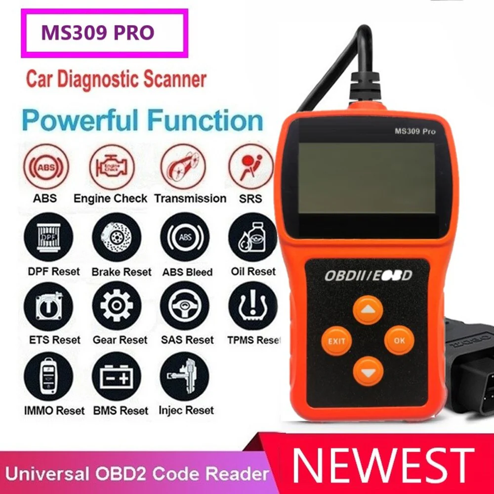 MS309 Pro Car Fault Detector OBD2 EOBD Scanner Code Reader