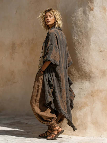 Boho Casual Loose Linen Cotton Three-piece Set